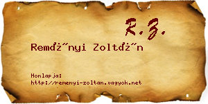 Reményi Zoltán névjegykártya